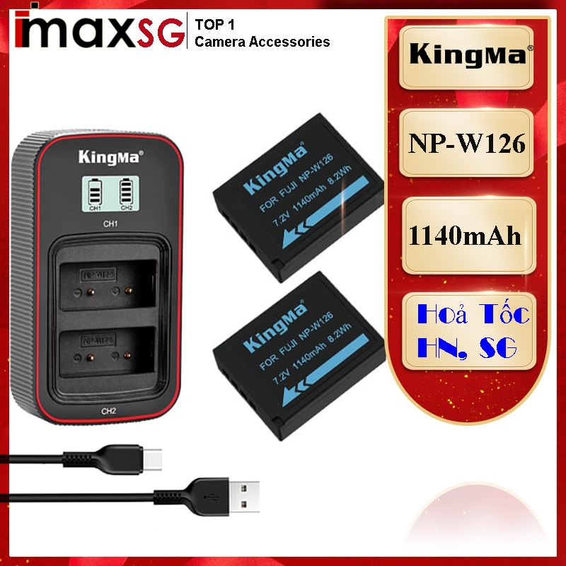 PIN SẠC KINGMA VER3 THAY THẾ CHO PIN MÁY ẢNH FUJIFILM NP-T125, NP-W126, NP-W235