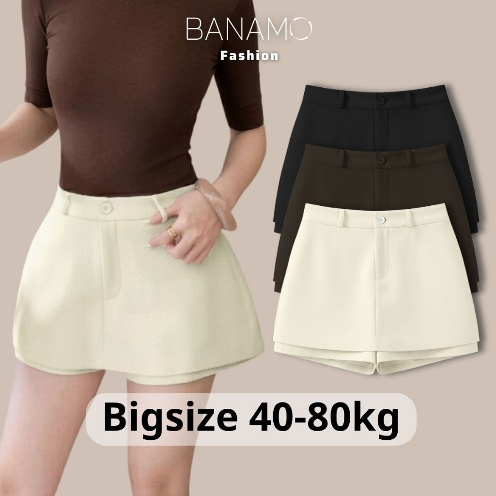 Quần váy nữ BIGSIZE Banamo Fashion chân váy ngắn chữ A cạp cao tôn dáng dễ phối đồ phong cách Hàn Quốc 594