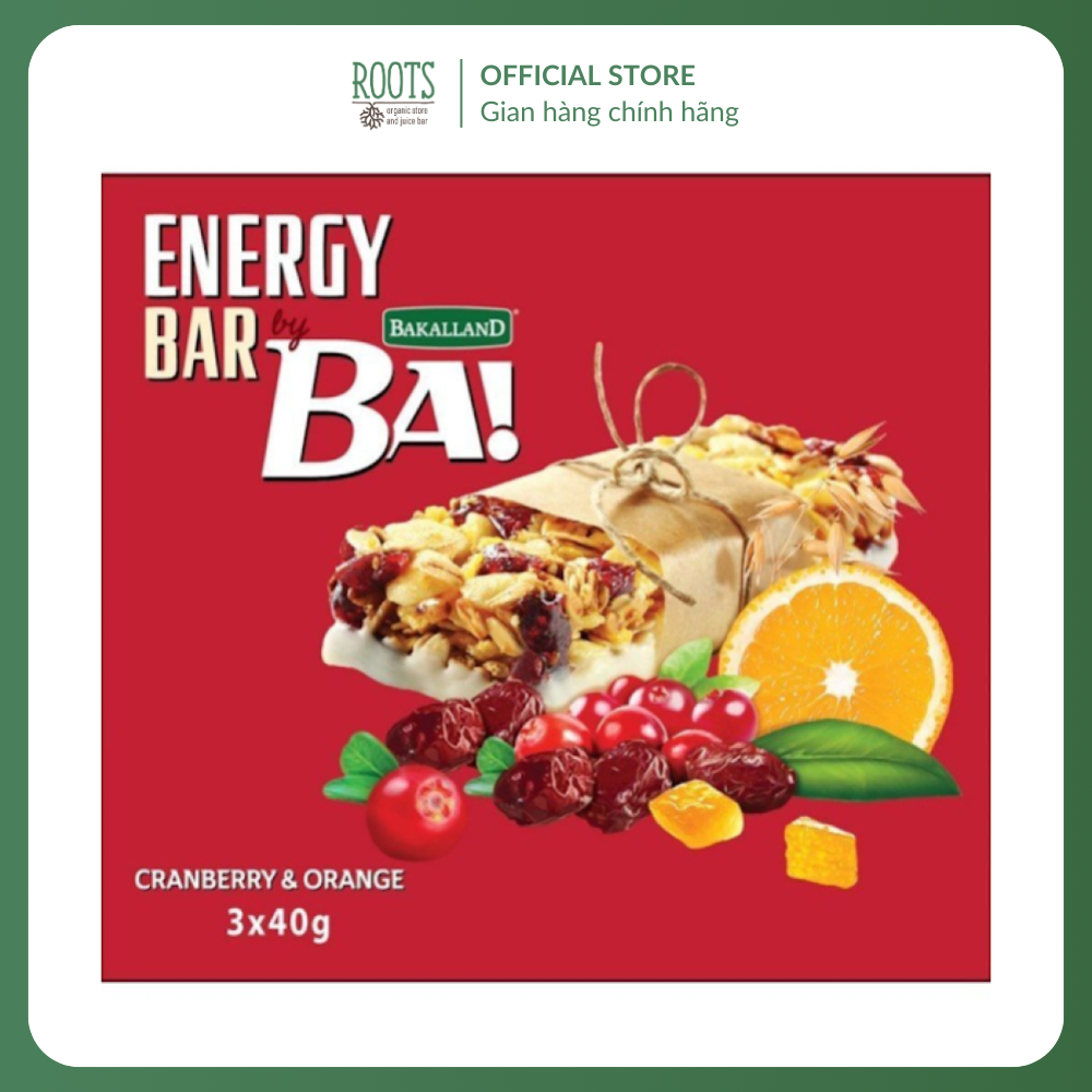(Ship hỏa tốc) BAKALLAND - Thanh Năng Lượng Nam Việt Quất & Cam, BA Energy Bar, Cranberry & Orange, 