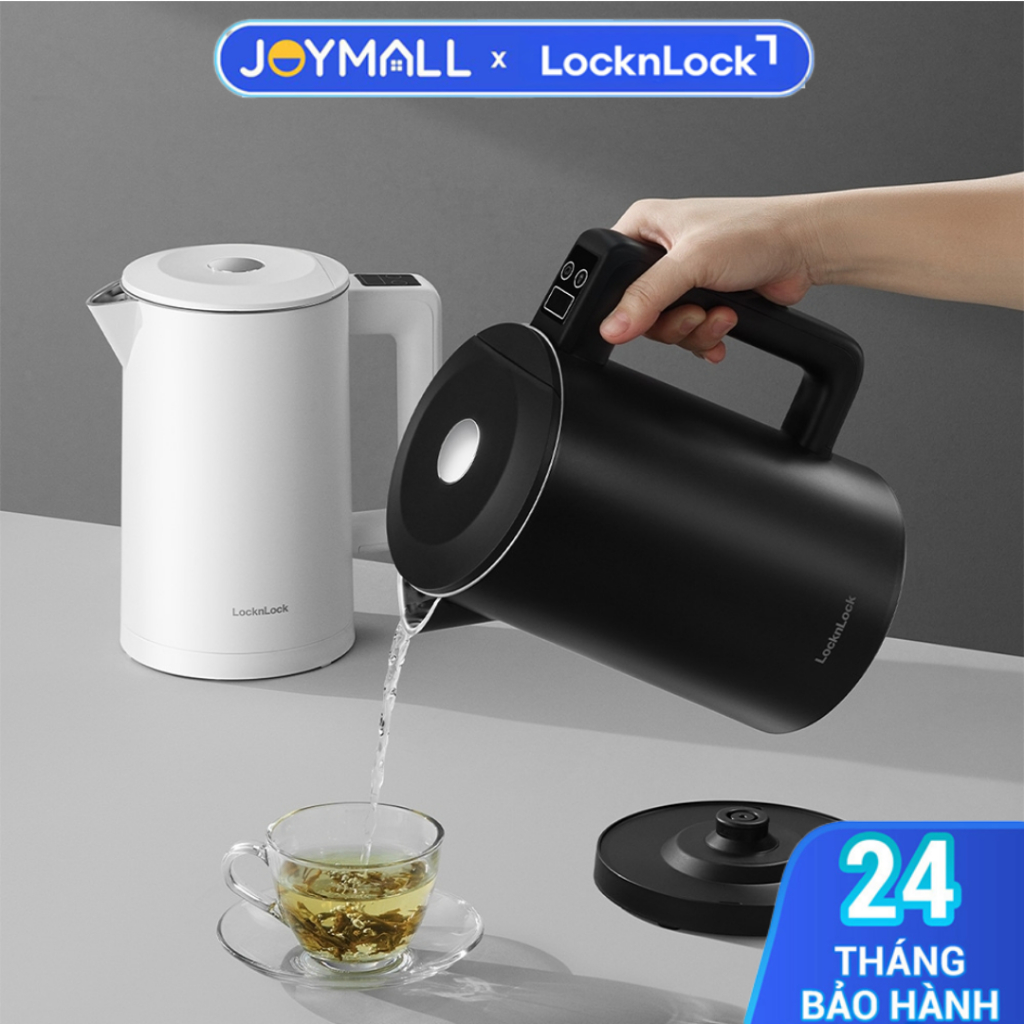 Ấm Đun Siêu Tốc LocknLock Electric Kettle EJK226 1.7L 2200W, Hàng Chính Hãng, Màn Hình LED Hiển Thị 