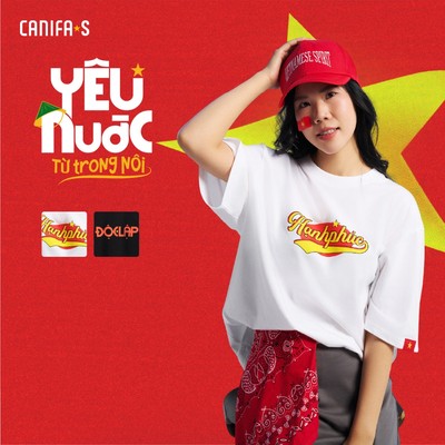 Áo phông quốc khánh Việt Nam CANIFA S Độc Lập - Tự Do - Hạnh Phúc áo phông unisex cao cấp 5TS25S038