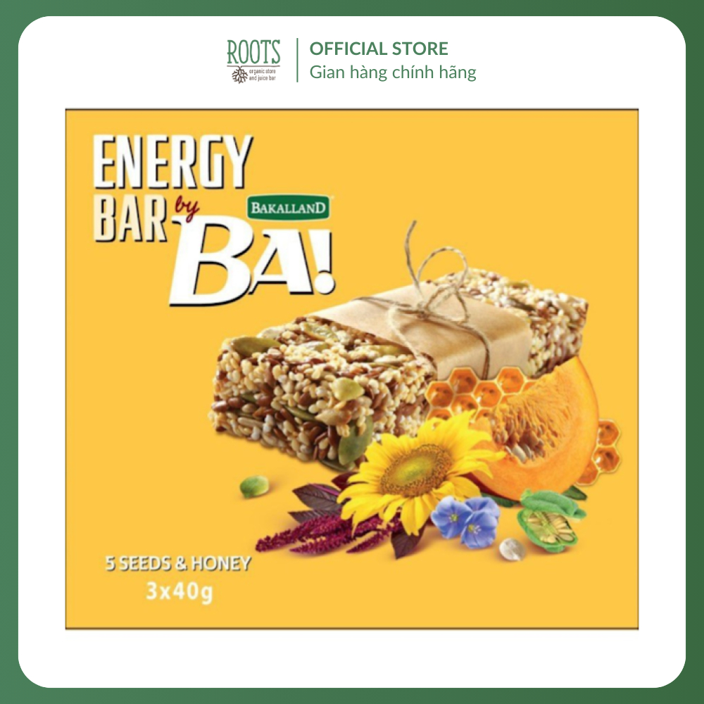 (Ship hỏa tốc) BAKALLAND - Thanh Năng Lượng 5 Loại Hạt & Mật Ong, BA Energy Bar, 5 Seeds with Honey,