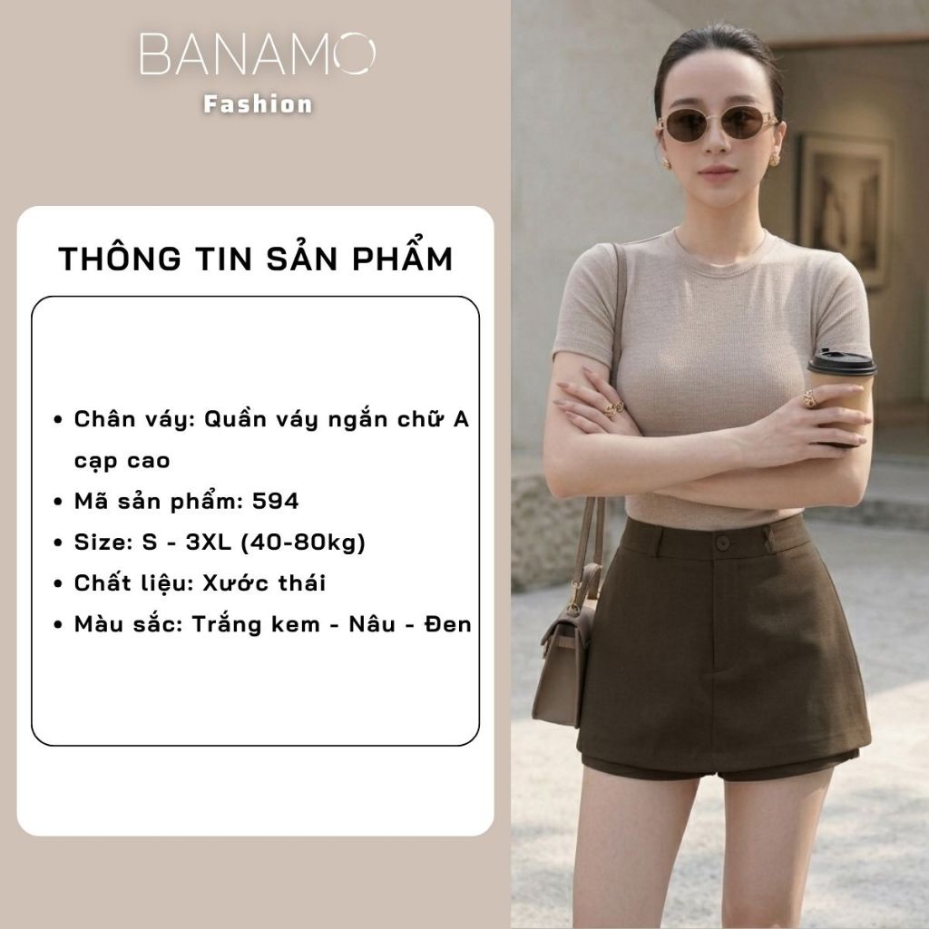 Quần váy nữ BIGSIZE Banamo Fashion chân váy ngắn chữ A cạp cao tôn dáng dễ phối đồ phong cách Hàn Quốc 594 | BigBuy360 - bigbuy360.vn