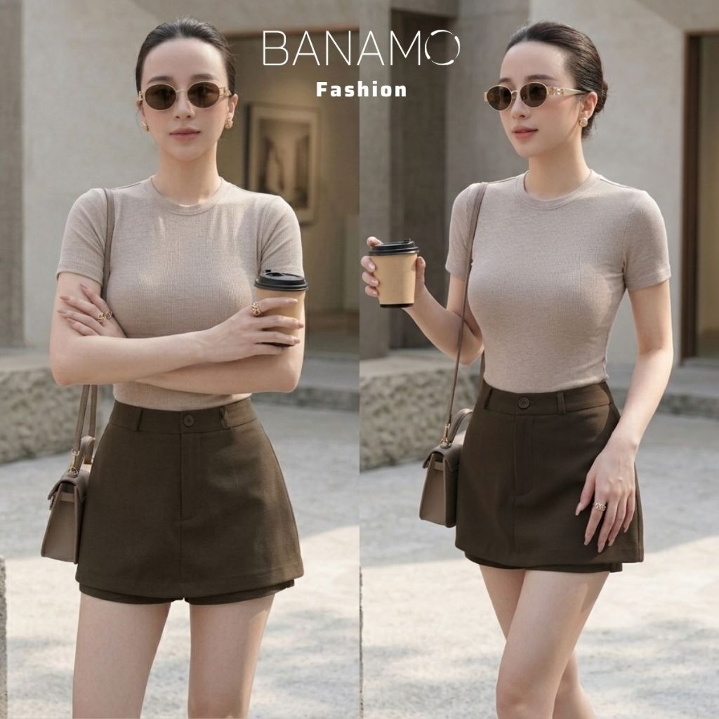 Quần váy nữ BIGSIZE Banamo Fashion chân váy ngắn chữ A cạp cao tôn dáng dễ phối đồ phong cách Hàn Quốc 594 | BigBuy360 - bigbuy360.vn