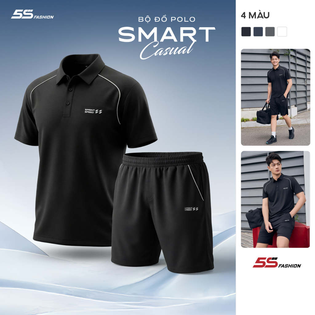 Bộ Polo Nam 5S FASHION SMART CASUAL Tay Raglan Khỏe Khoắn Phom Slimfit MBPL26009