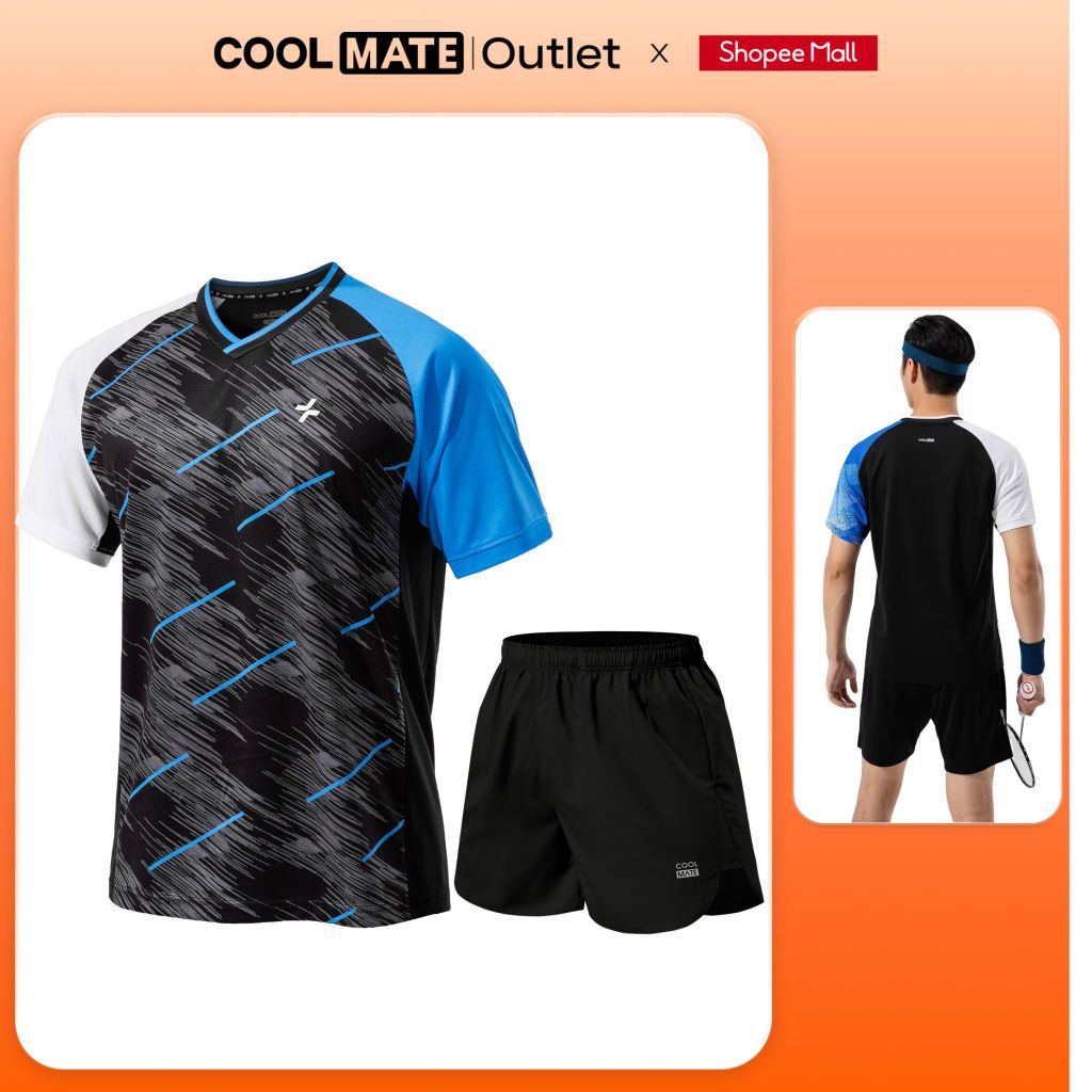 [Tặng headband đơn 299k] Bộ Đồ Thể Thao Nam Cooolmate Cầu Lông, Pickleball Áo thun Racquet và Quần S