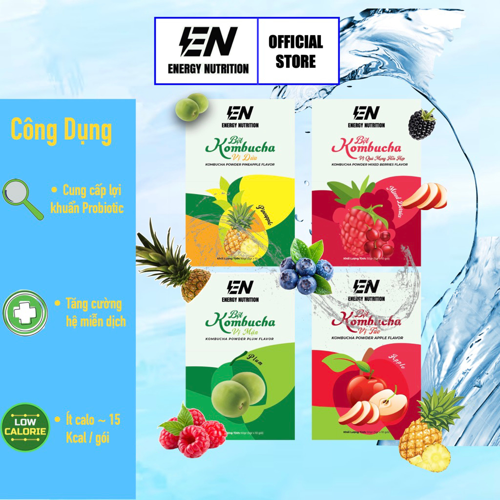 Bột Kombucha Vị Dứa – Thức Uống Lên Men Tự Nhiên, Vị Dứa Thanh Mát – Dễ Pha – Hộp 10 Gói (5g)