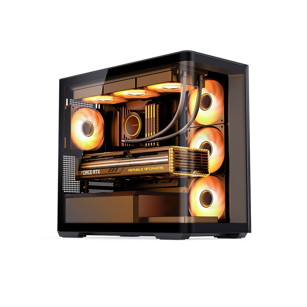Case JONSBO D300 Black ( MATX, Màu Đen, Kính Cong)
