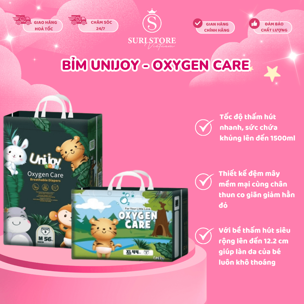 Bỉm đêm Unijoy Oxygen Care – Khô thoáng cả đêm, giấc ngủ trọn vẹn cho bé