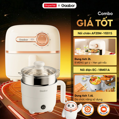 Combo Gaabor 502 Nồi chiên không dầu 2L AF20M-YE01S Nồi điện đa năng EC-18M01A lẩu điện 1.6L nấu nhanh chóng tiện lợi
