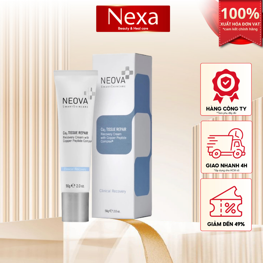 Kem dưỡng phục hồi Cu3 Tissue Repair cream Neova giúp phục hồi da hư tổn sau laser, meso, bỏng 60ml