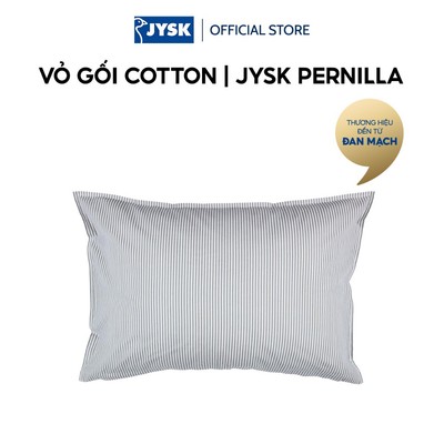 Vỏ gối cotton | JYSK PERNILLA | trắng/xám | R50xD70/75cm