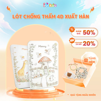 Lót Chống Thấm 4D Xuất Khẩu Hàn Quốc Cho Bé Chất Liệu An Toàn, 4 Lớp Bền Đẹp, Họa Tiết Đáng Yêu IQKAO