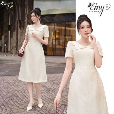 Đầm Thiết Kế EMY Thời Trang Cao Cấp EM4099 Vải Tafta Họa Tiết Sang Chảnh Đi Tiệc