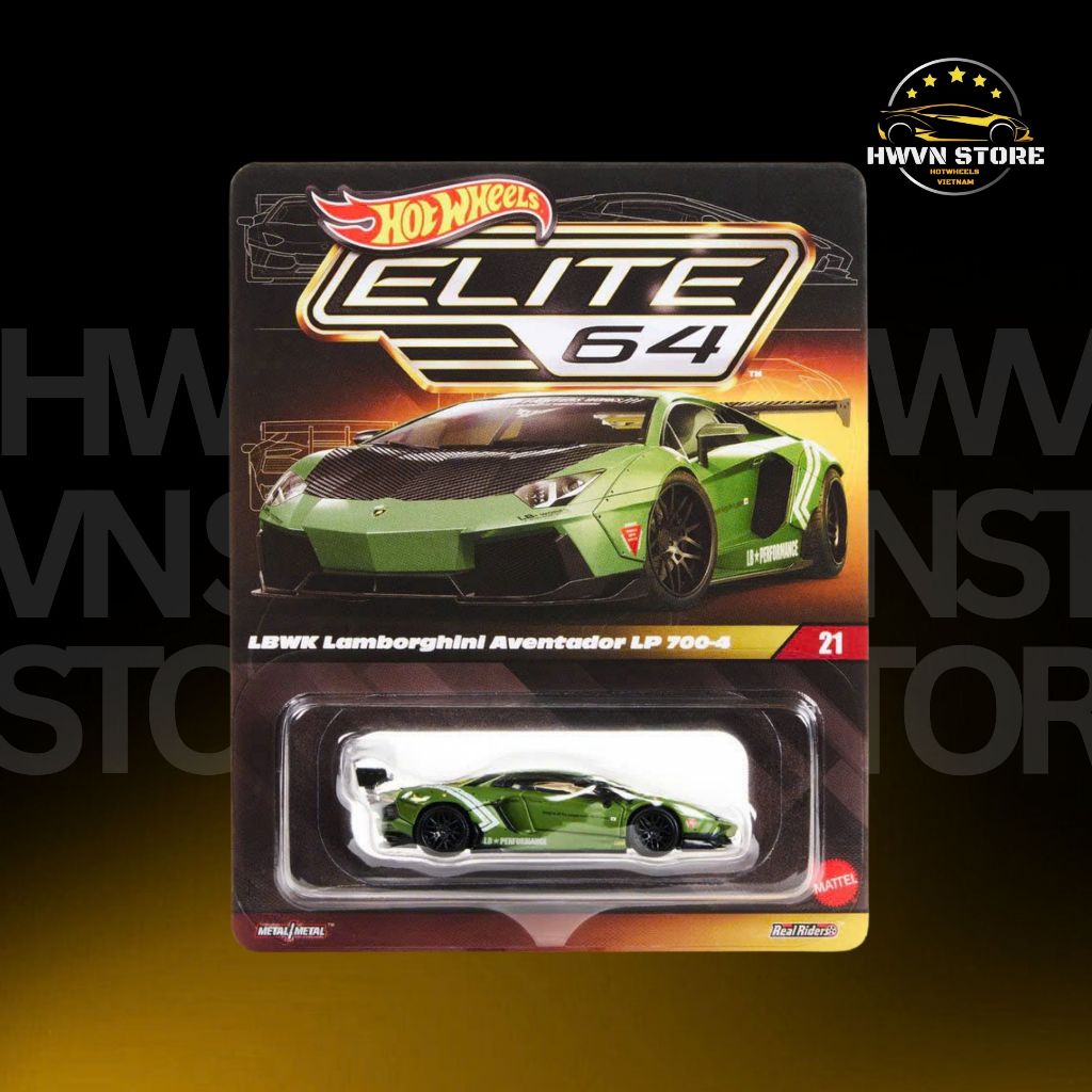 Miniverse - Xe mô hình Hotwheels Elite 64 LBWK Lamborghini Aventador LP 700-4 màu xanh lá
