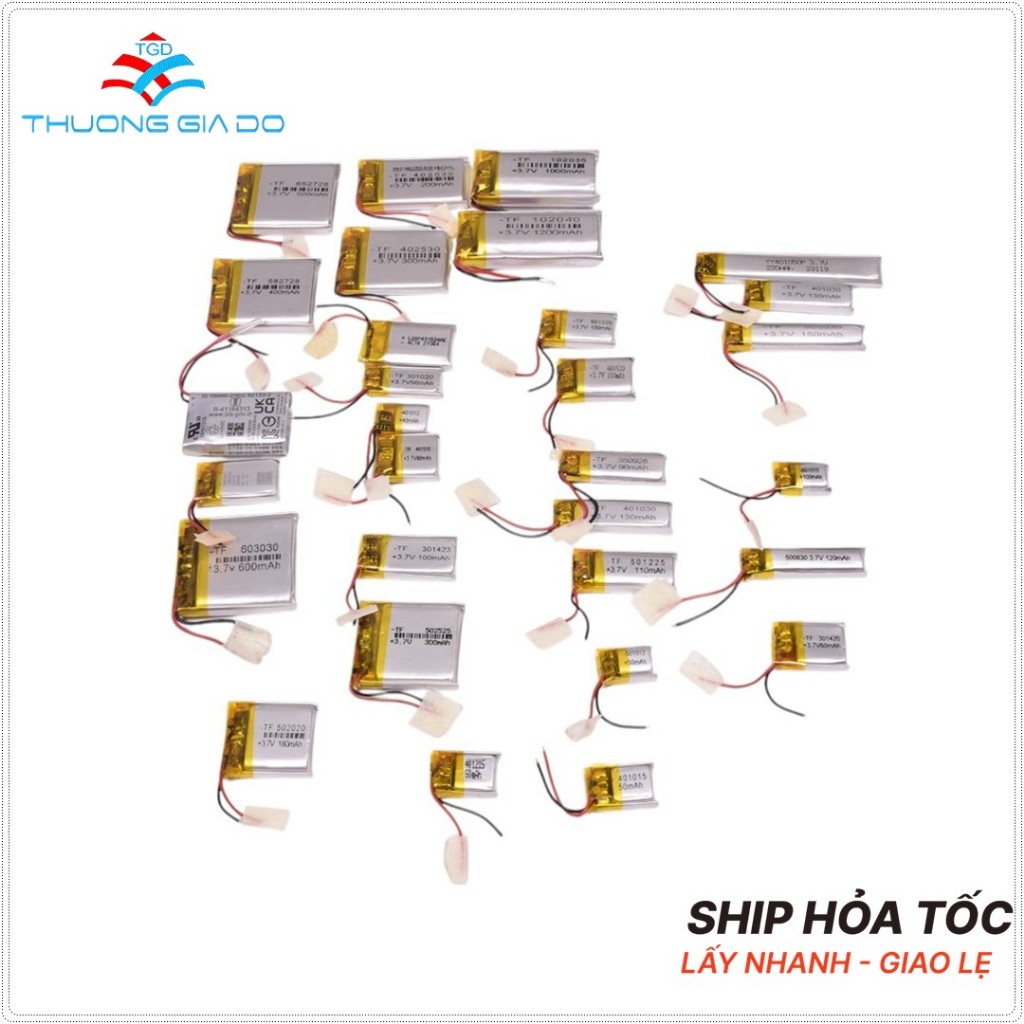 Pin dẹt 3.7V Dung Lượng Từ 1000mAh-4000mAh có mạch bảo vệ, pin cho tai nghe, đồng hồ