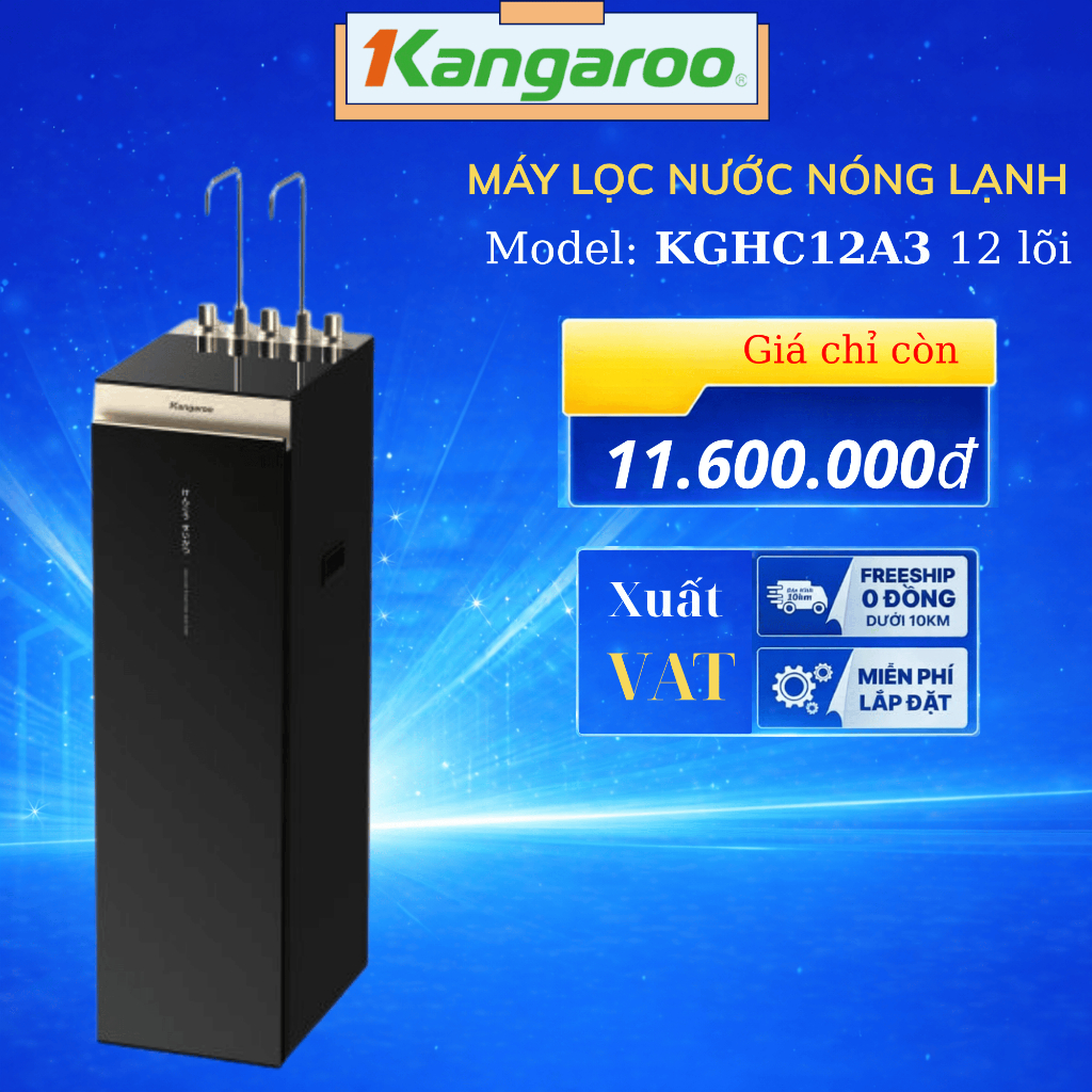 [Có VAT] Máy lọc nước RO nóng nguội lạnh ion kiềm Kangaroo KGHC12A3 12 lõi - BH 24 tháng - 12A3