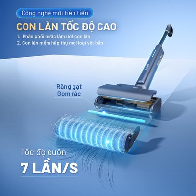 Cây Lau Nhà Điện Thông Minh Masuto WetClean Công nghệ S.W.S,Máy Lau Nhà Tách Nước Bẩn Tự Động Không Bộ Lọc