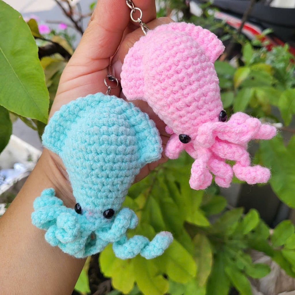 Móc Khóa con mực bằng len dễ thương