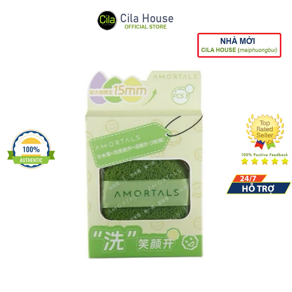 Set 3 Bông mút rửa mặt bọt biển Amortals - Cila House