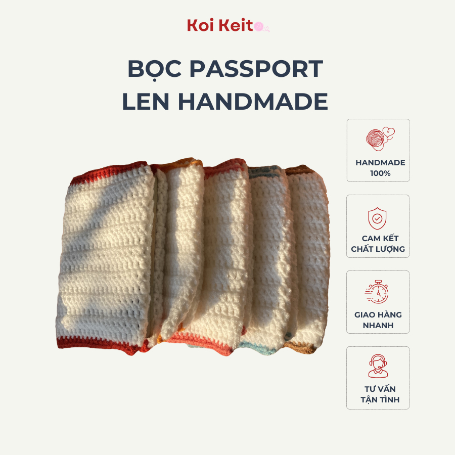 Bọc Passport Bằng Len Handmade, Vỏ Hộ Chiếu Thủ Công Họa Tiết Hoa Xinh Xắn Bảo Vệ Passport | Koi Kei