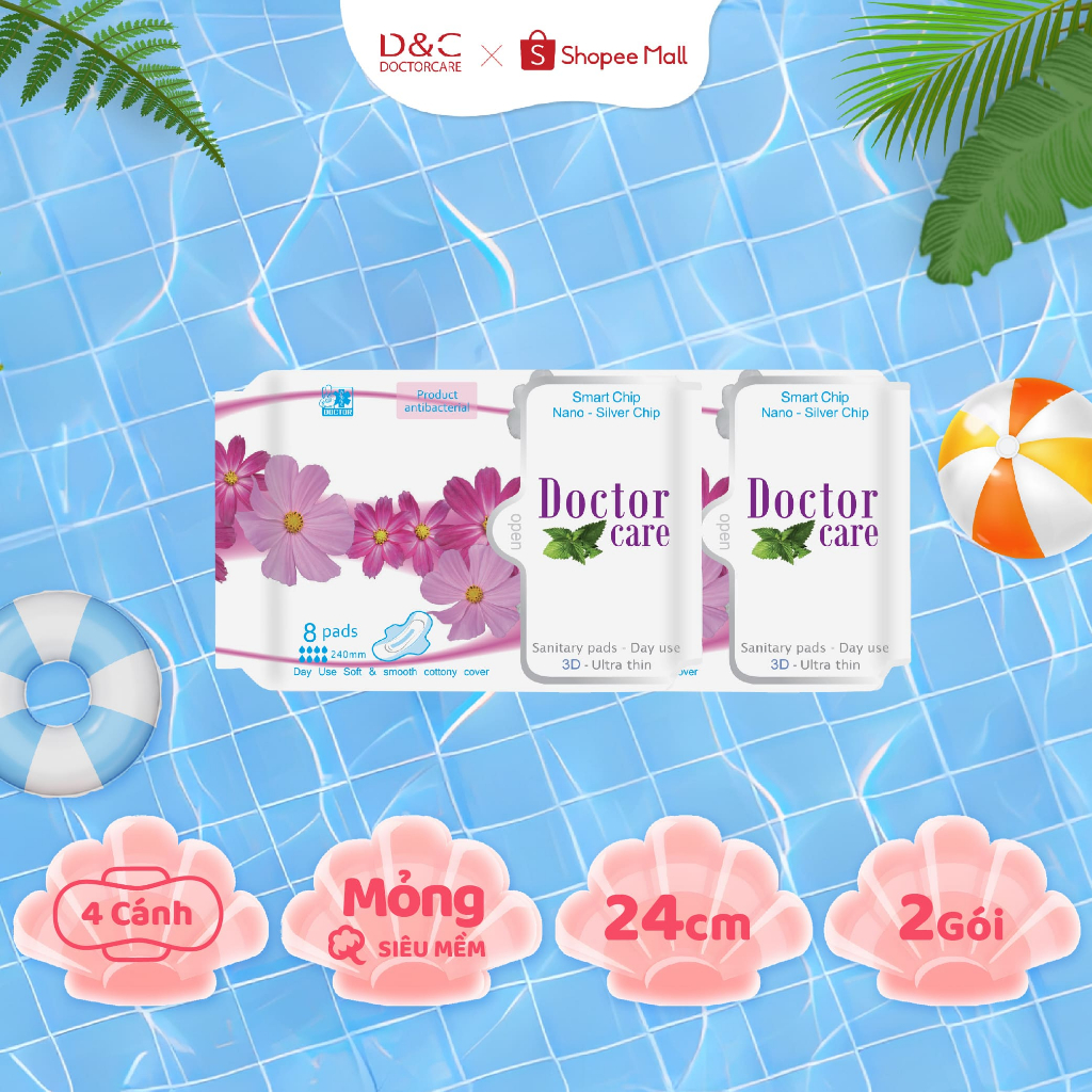 Bộ 2 gói băng vệ sinh thảo dược Doctor Care ban ngày siêu thấm hút 24.5cm D&C Doctor Care Hà Nội Sto