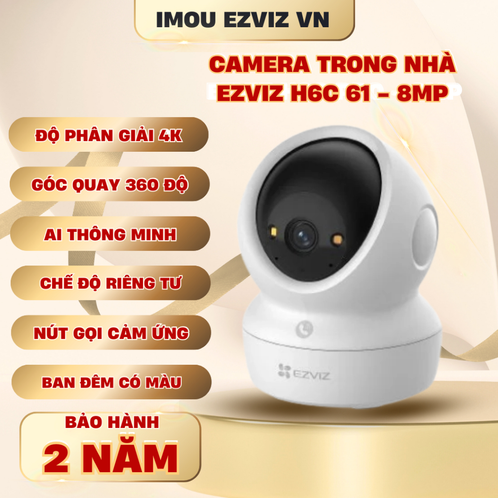 Camera  Ezviz H6C PRO độ phân giải 4K, ban đêm có màu, đàm thoại 2 chiều, cảnh báo còi hú