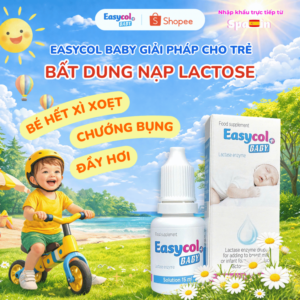 Enzyme Lactase Easycol Baby cho trẻ bất dung nạp Lactose cải thiện tiêu hóa dung tích 15ml