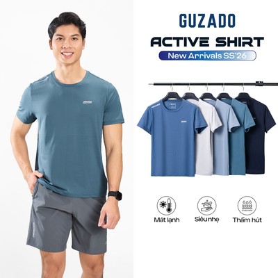 Áo Thun Thể Thao Nam GUZADO Coolmax Cao Cấp, Dày Dặn, Lỗ Kim Thoáng Mát, Vận Động Thoải Mái GTS06-GATS25S006