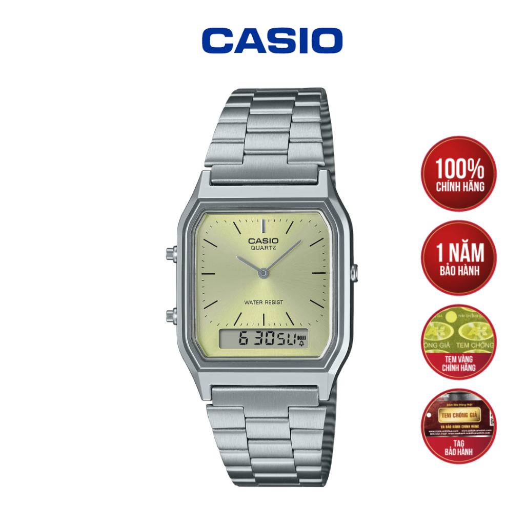 Đồng Hồ Casio Vintage AQ-230A-9AMQYDF Thiết Kế Kim-Số Kết Hợp - Hàng Chính Hãng
