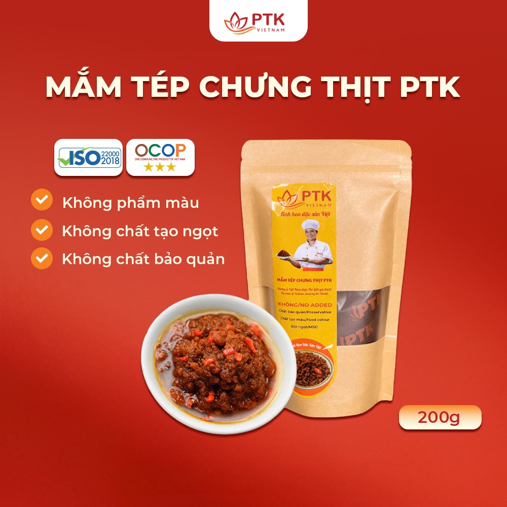 Mắm Tép Chưng Thịt PTK Túi Zip 200g (Vị truyền thống_không cay) - Đặc Sản Việt Nam - Chuẩn ISO, OCOP