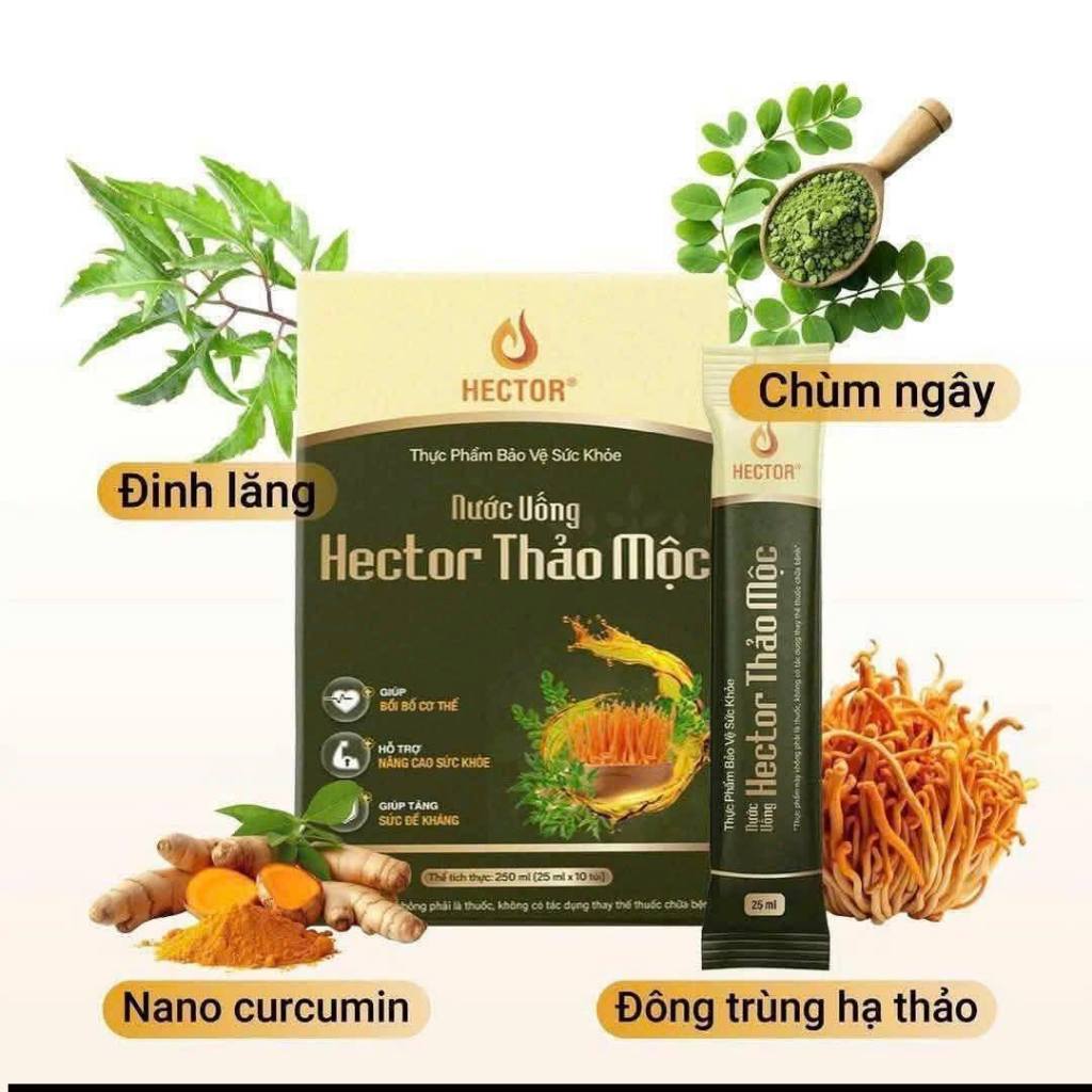 Nước uống đông trùng hạ thảo hector thảo mộc (hộp 10 túi)- CHÍNH HÃNG