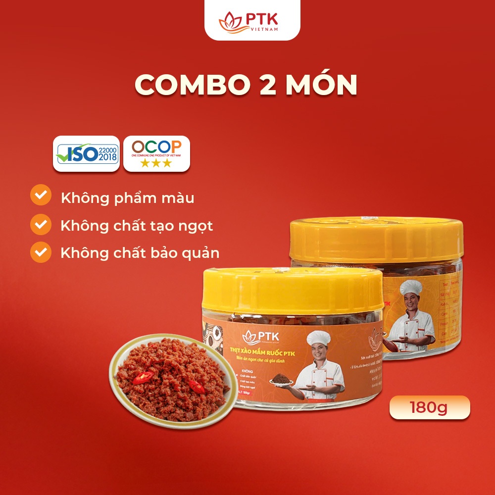 [Combo 2 Hộp 180g 2 vị] Thịt Xào Mắm Ruốc + Mắm Tép Chưng Thịt - Đặc sản Việt Nam - Chuẩn ISO, OCOP