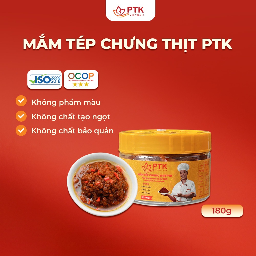 Mắm Tép Chưng Thịt PTK hộp 180gr (Vị truyền thống_không cay) - Đặc Sản Việt Nam - Chuẩn ISO, OCOP