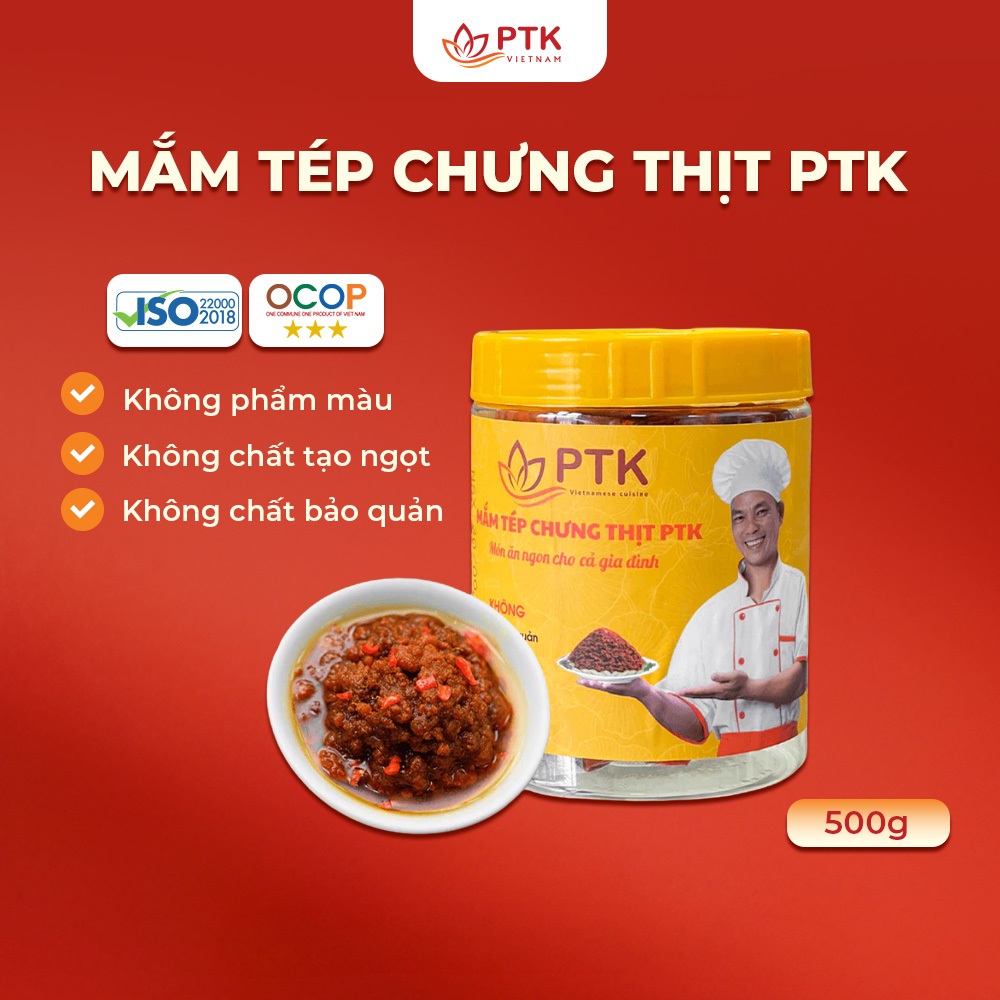 Mắm Tép Chưng Thịt PTK Hộp nhựa 500gr (Vị truyền thống) - Đặc Sản Việt Nam - Chuẩn ISO, OCOP