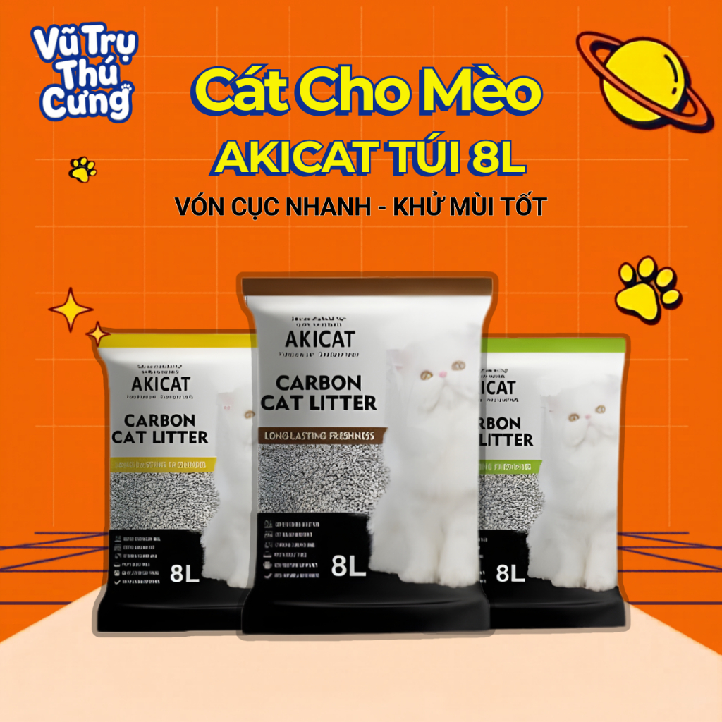 Cát vệ sinh cho Mèo than hoạt tính AKICAT 8L