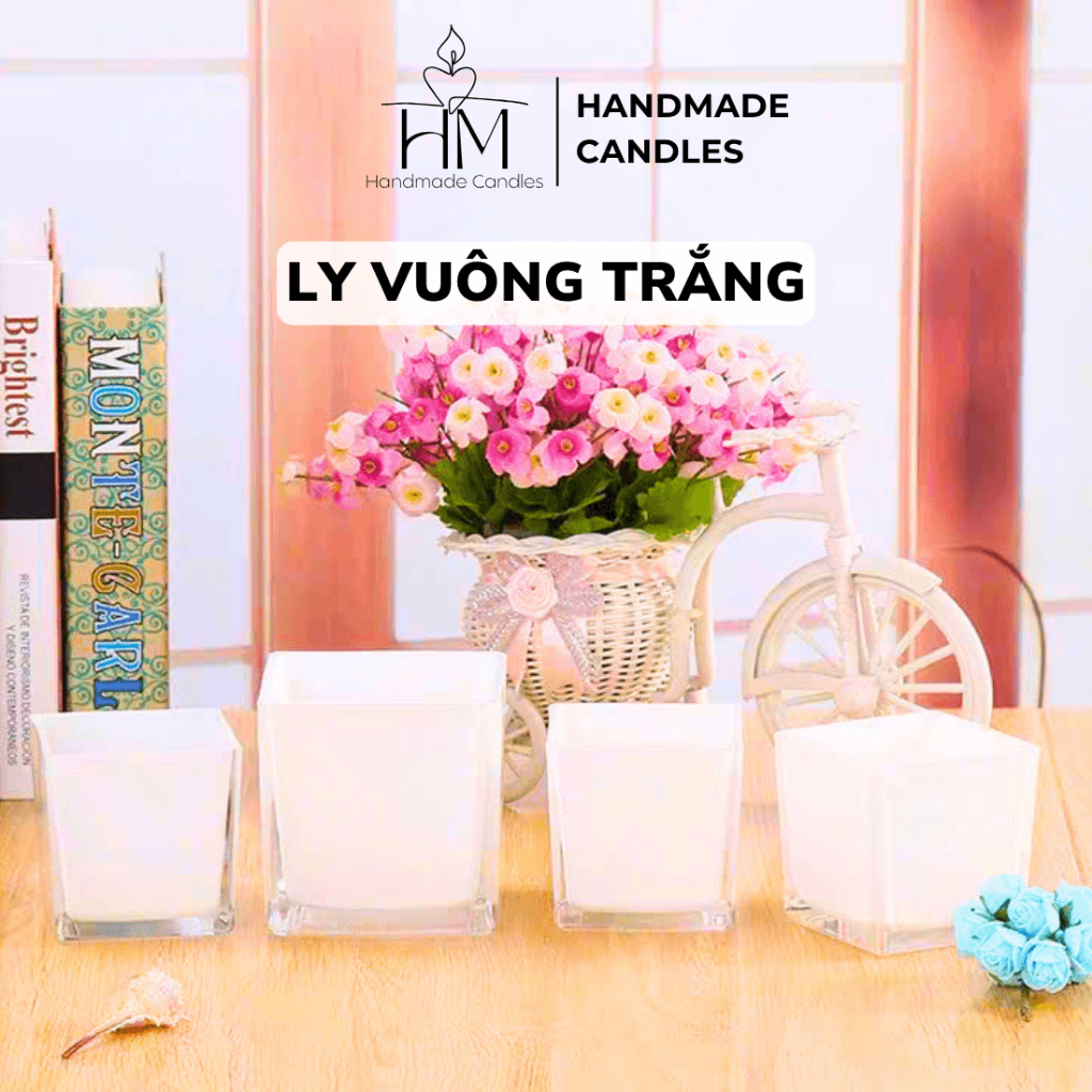 Ly Thủy Tinh Vuông Trắng 80ml–650ml – Ly Đựng Nến, Ly Vuông Decor Hiện Đại Cao Cấp – Handmade Candle