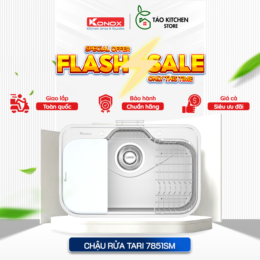 Chậu rửa bát Konox Tari 7851SM kiểu Nhật bề mặt mịn inox 304 thiết kế hiện đại