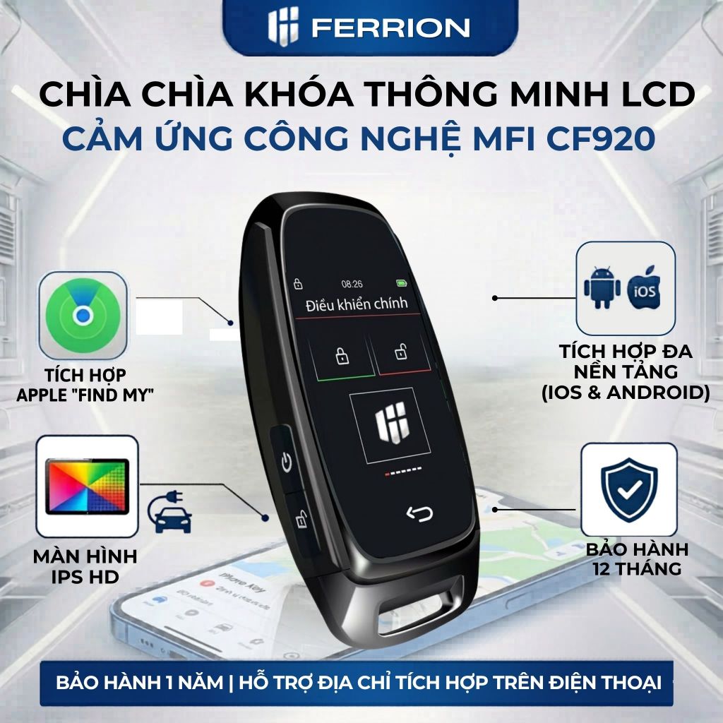 Chìa Khóa Thông Minh LCD Ferrion CF920 MFi Apple Find My, Màn Hình IPS HD Cảm Ứng, Keyless Go