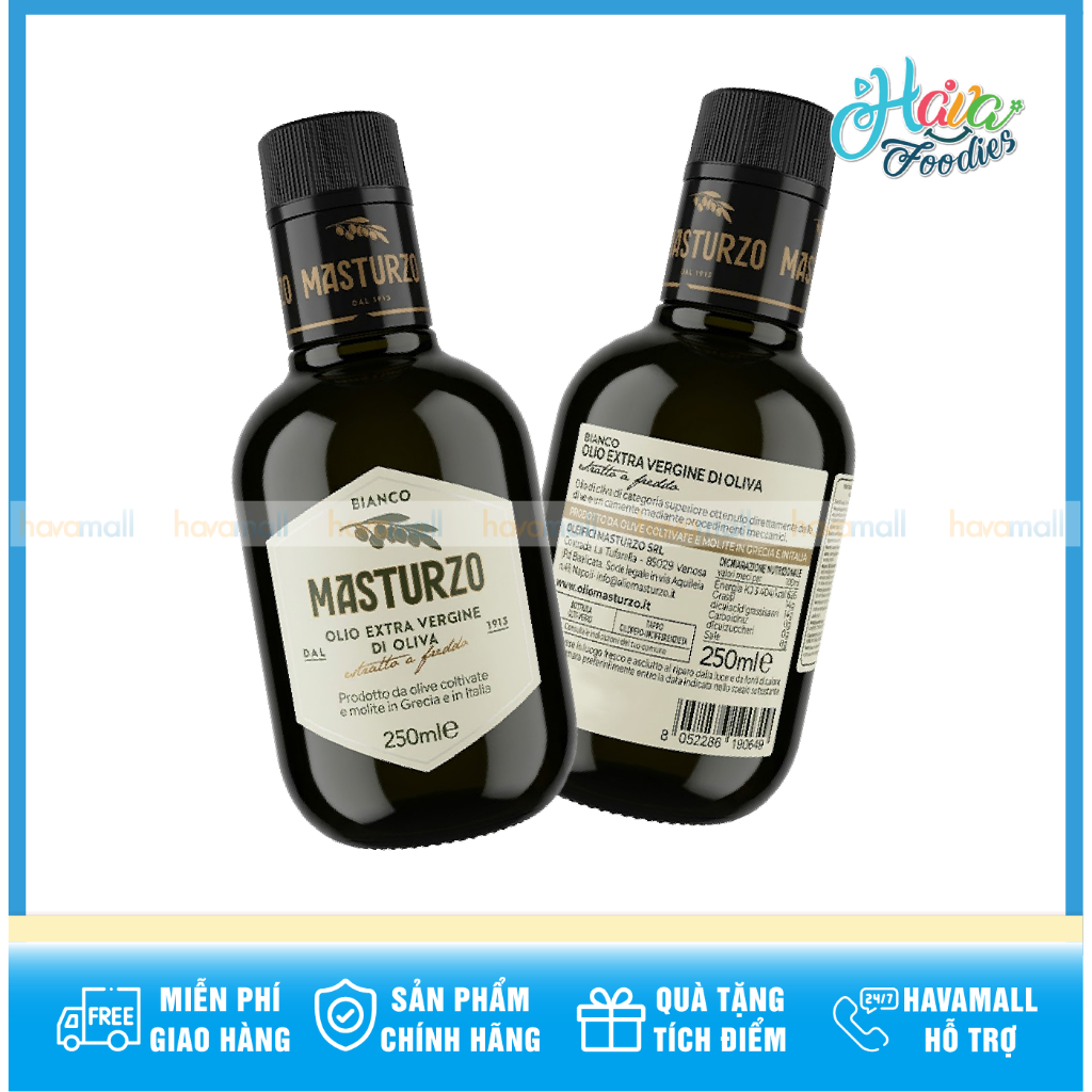 Dầu Olive Extra Virgin Ép Lạnh Masturzo Bianco Ý 250ml – Masturzo Bianco Extra Virgin Olive Oil 250m