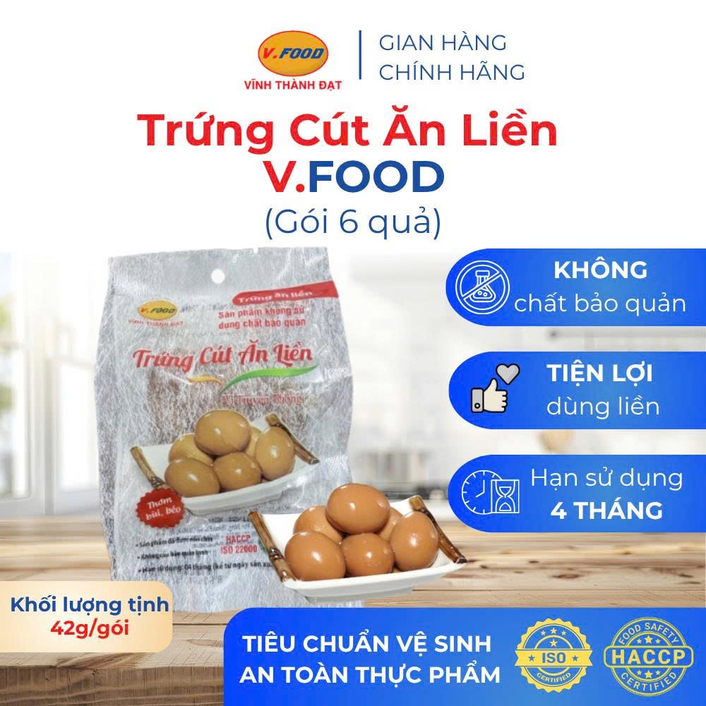 Trứng cút ăn liền V.Food gói 6 quả món ăn liền giàu dinh dưỡng