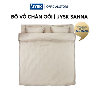 Bộ vỏ chăn gối đôi kèm ga cotton sateen | JYSK SANNA | vàng cát | R200xD220cm/R240xD260cm/R50xD70cm