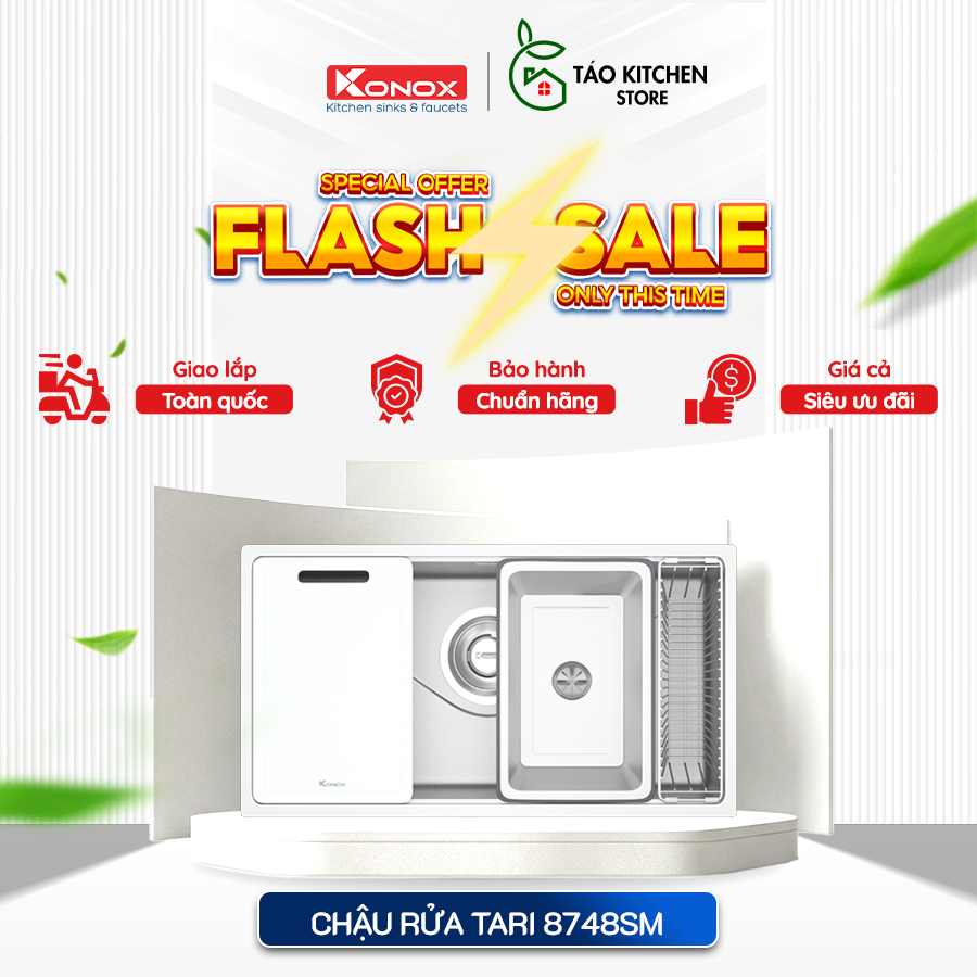 Chậu rửa bát Konox Tari 8748SM phong cách Nhật bề mặt mịn inox 304 cao cấp