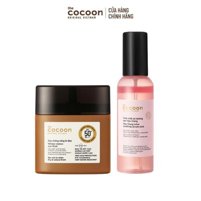 [MUA 2 GIẢM 43%] Combo Sữa chống nắng bí đao 50ml + Tinh chất xịt dưỡng sen Hậu Giang Cocoon 100ml