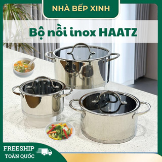 Bộ Nồi Inox Jang Taste Haatz JAT3 Bộ 3 Nồi Tiện Lợi Thiết Kế Sang Trọng, Phù Hợp Mọi Loại Bếp - Nhà Bếp Xinh