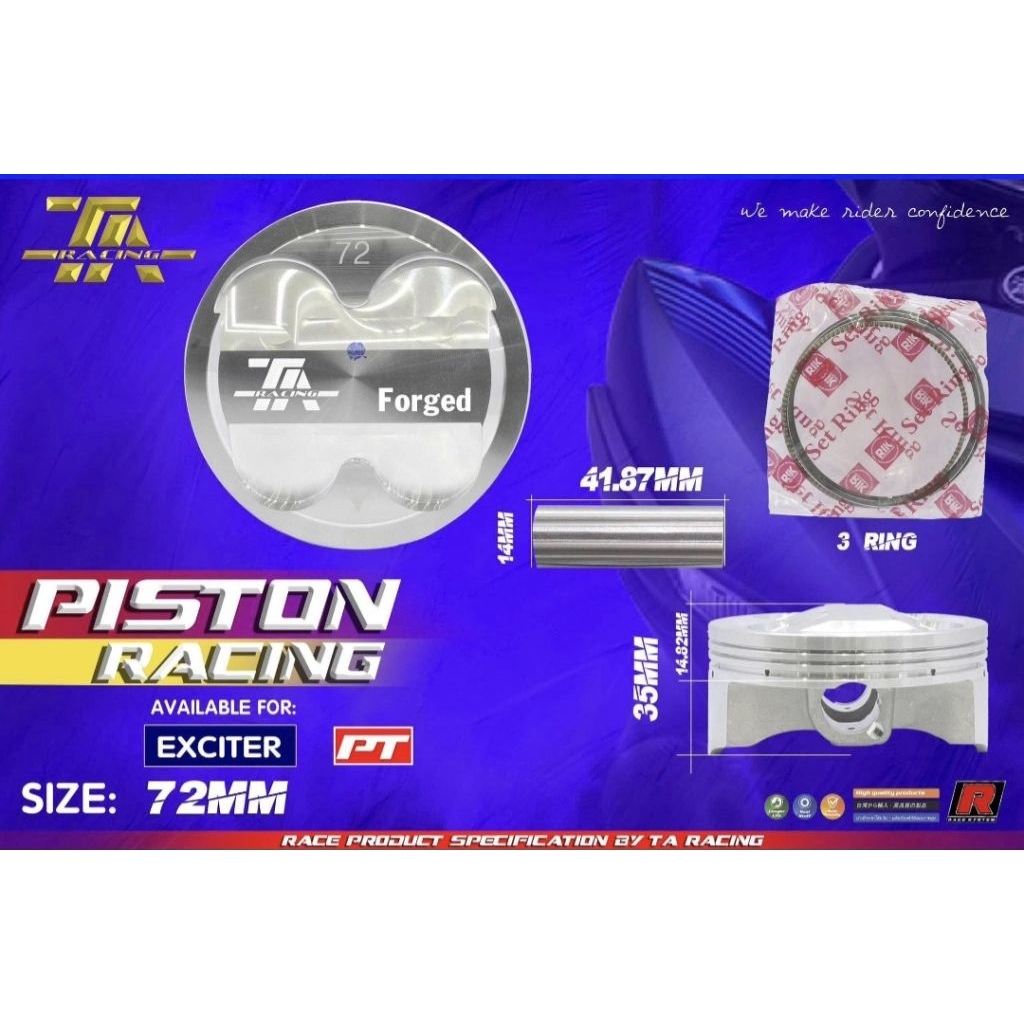 Piston nén 72mm TA racing - Sum racing V3 dành cho Exciter các đời