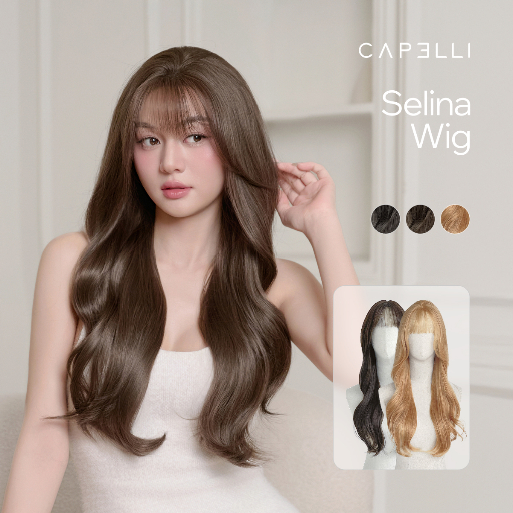 Tóc Giả Nguyên Đầu Siêu Da Lưới Lace CAPELLI Xoăn Lơi Mái Thưa Selina Premium Wig