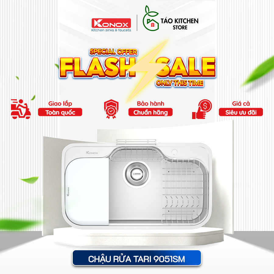 Chậu rửa bát Konox Tari 9051SM phong cách Nhật bề mặt mịn inox 304 cao cấp