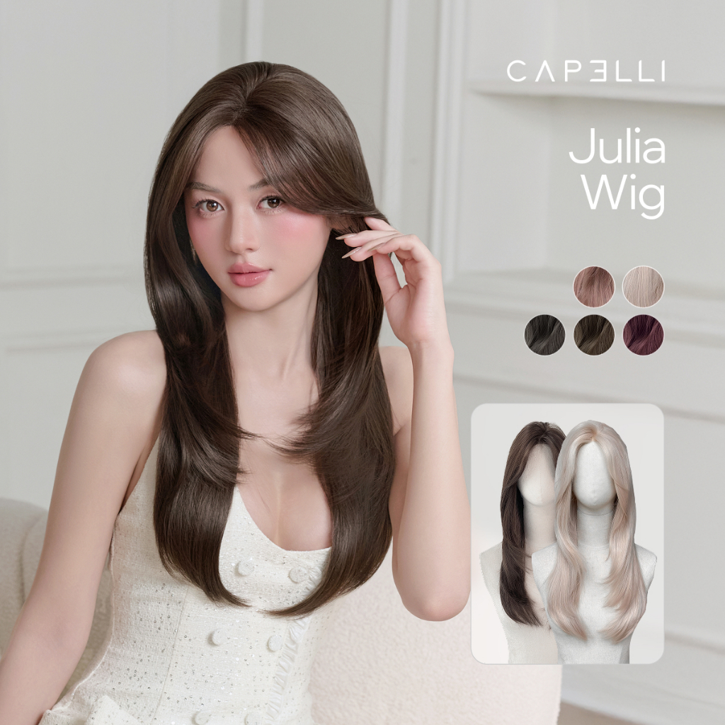 Tóc Giả Nguyên Đầu Siêu Da Lưới Lace CAPELLI Cúp Layer Mái Bay Julia Premium Wig