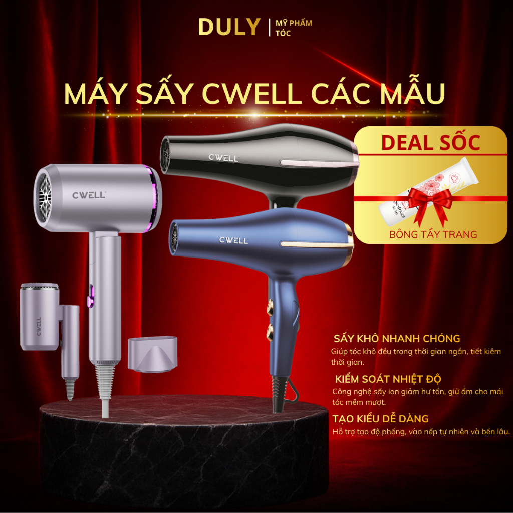 Máy sấy tóc CWell Model C03HD - C06HD Mỏ vịt máy sấy chuyên nghiệp phù hợp với nhiều loại máy
